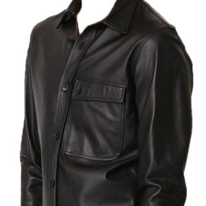 Bodycon mens leather shirt