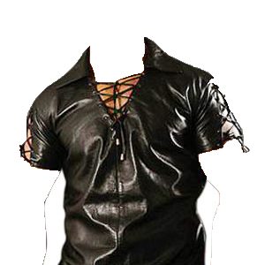 Bound leather shirt for men