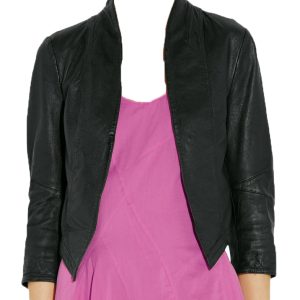 Cool cropped leather jacket for women