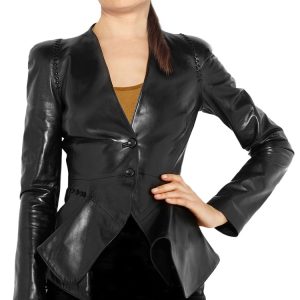 Coy leather jacket with folded front