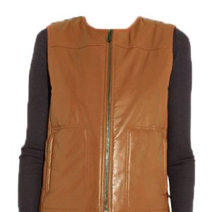 Cushioned straight fit leather vest for women