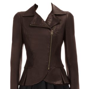 Duchess peplum leather jacket for women