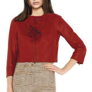 Energetic ruffled leather jacket