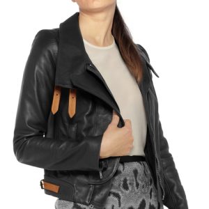 Extravagant leather biker jacket for women