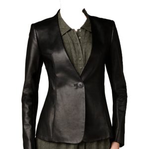 Formal one push button leather blazer
