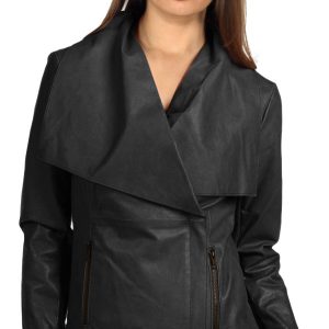 Hip smart leather jacket for women