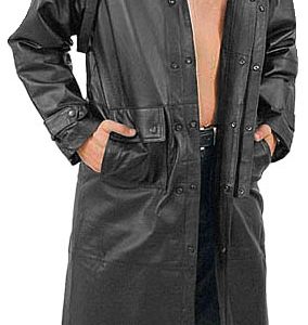 Knee length cape styled leather coat for men