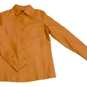 Formal lamb skin mens leather shirt