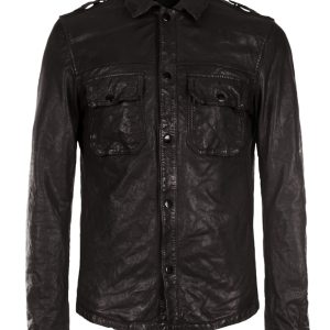 Cool slim fit leather shirt for men