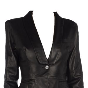 Leather blazer with three pocket system