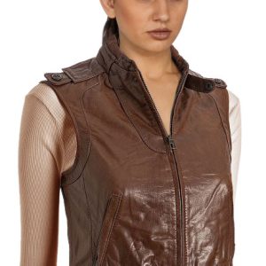 Brilliant Light cognac colored leather vest