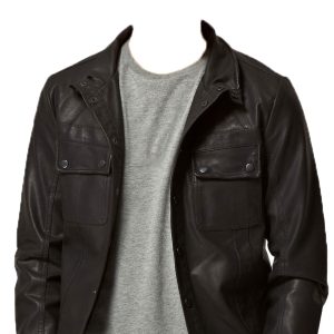 Modish mens leather shirt with studded cuffs