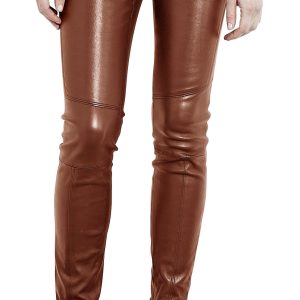 Amazing leather pant with slanted zip front pouch