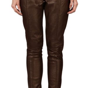Leather pant with padded hip details for women