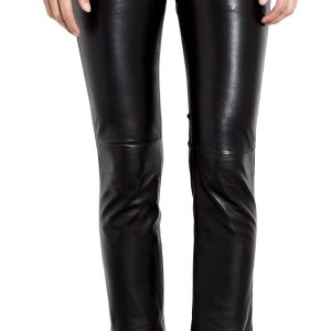 Stylish trapped ankle womens lambskin leather trouser