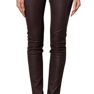 Striking yet stretched leather pants for women