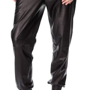 Loose and sporty leather pants