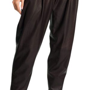 Cool and baggy tapered leather pants for women