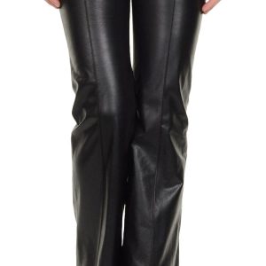 Easygoing womens leather pants with wide cuffs