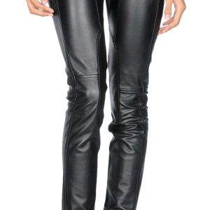 Thin fit leather casual pants for women