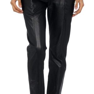 Hip leather pant with multi pockets for women
