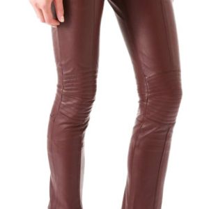Modish skinny womens leather pants with ankle zippers