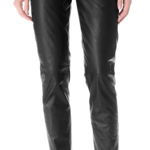Silk backing leather trouser for women