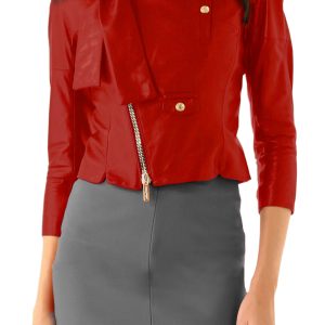 Select leather jacket with scarf