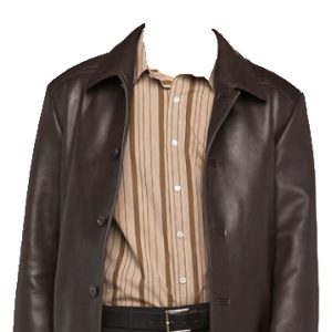 Shirt style mens leather coat