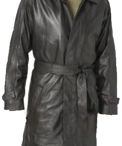 Smooth full length leather trench coat for men