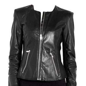 Subtle and cool ribbed leather jacket