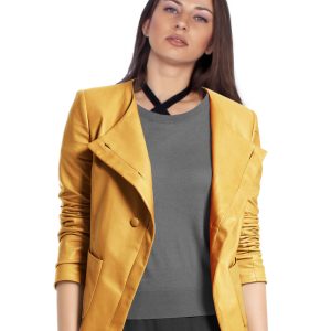Twofold buttery leather jacket for women