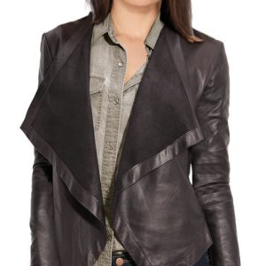 Windy and voguish leather jacket for women