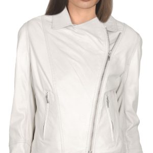 Zipper leather bomber jacket for women