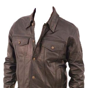 Catch cuffed and denim styled leather shirt for men
