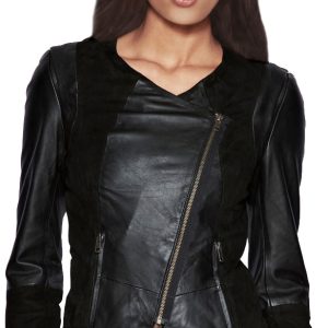 In vogue lamb leather biker jacket