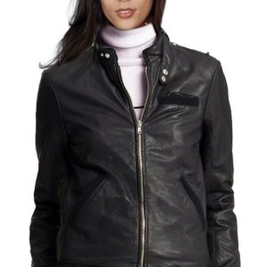 Blissful zippered leather bomber jacket