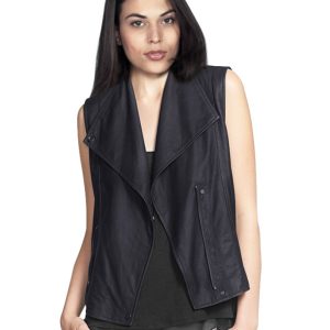 Light lambskin leather vest for women