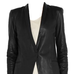 Business meet pattern womens leather blazer