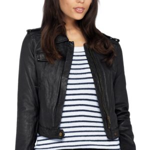 Hip motorcycle leather jacket for women