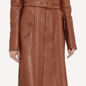 Twofold faced peppy leather coat for women