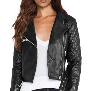 Beautifully quilted leather jacket for women