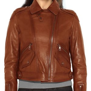 Strong looking rugged biker leather jacket