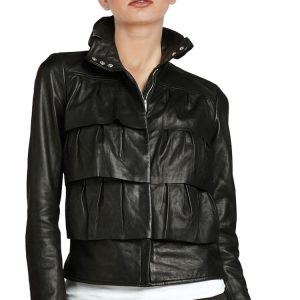 Cupcake layered womens leather bomber jacket