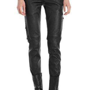 Lambskin womens leather utility pants