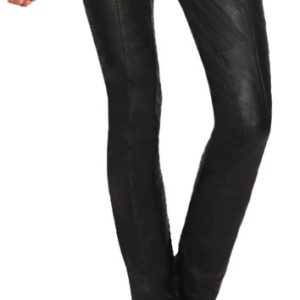 Trendy paneled finish leather pant for women