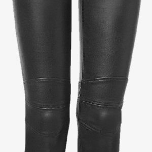 Thin fit designer leather pants for women