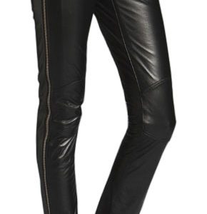 Side zip detailing womens leather pant