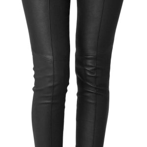 Leather pant with pin tucks