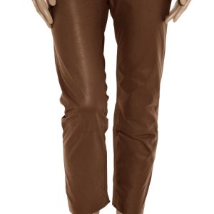 Straight length loose womens leather pant